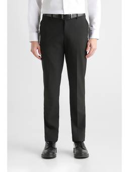 Van Heusen - Men Black Solid/Plain Polyester Blend Trouser