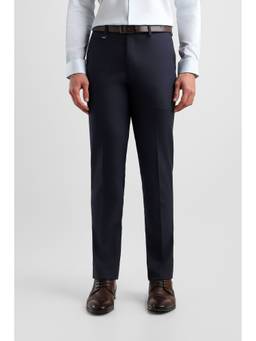 Van Heusen - Men Navy Blue Checks Polyester Blend Trouser