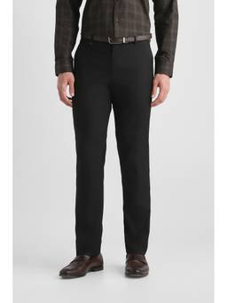 Van Heusen - Men Black Checks Polyester Blend Trouser