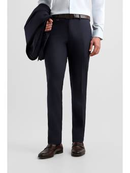 Van Heusen - Men Navy Blue Stripes Polyester Blend Trouser