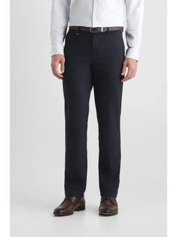 Van Heusen - Men Navy Blue Checks Polyester Blend Trouser