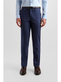 Van Heusen - Men Navy Blue Checks Polyester Blend Trouser
