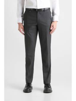 Van Heusen - Men Charcoal Stripes Polyester Blend Trouser