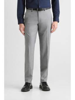 Van Heusen - Men Grey Checks Polyester Blend Trouser