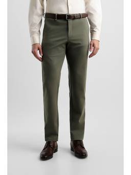 Van Heusen - Men Olive Solid/Plain Cotton Blend Trouser