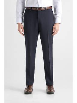 Van Heusen - Men Navy Blue Solid/Plain Polyester Blend Trouser