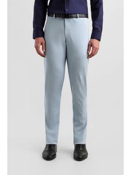 Van Heusen - Men Blue Solid/Plain Polyester Blend Trouser