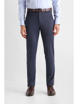 Van Heusen - Men Navy Blue Solid/Plain Nylon Blended Trouser