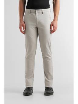 Van Heusen - Men Grey Solid/Plain Cotton Blend Trouser