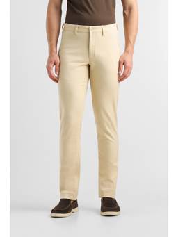 Van Heusen - Men Beige Solid/Plain Cotton Blend Trouser