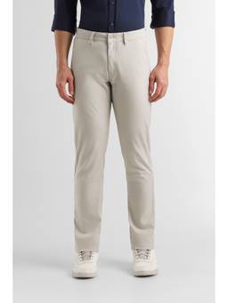 Van Heusen - Men Grey Solid/Plain Cotton Blend Trouser