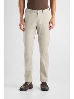 Van Heusen - Men Beige Stripes Cotton Blend Trouser