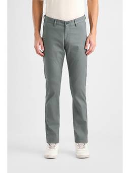 Van Heusen - Men Grey Solid/Plain Cotton Blend Trouser
