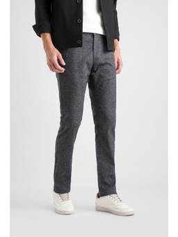 Van Heusen - Men Charcoal Solid/Plain Cotton Blend Trouser