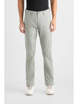 Van Heusen - Men Grey Solid/Plain Cotton Blend Trouser