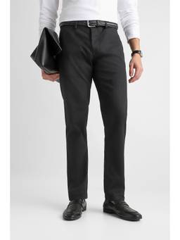 Van Heusen - Men Black Stripes Cotton Blend Trouser