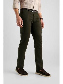 Van Heusen - Men Olive Solid/Plain Cotton Blend Trouser