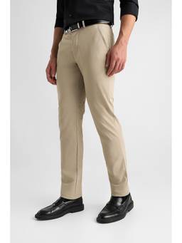 Van Heusen - Men Beige Solid/Plain Polyester Trouser