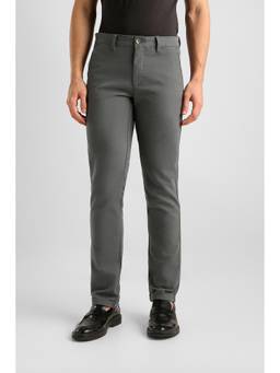 Van Heusen - Men Charcoal Solid/Plain Cotton Blend Trouser