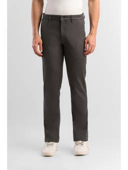 Van Heusen - Men Brown Solid/Plain Cotton Blend Trouser