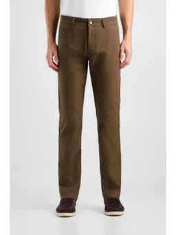 Van Heusen - Men Brown Solid/Plain Polyester Trouser
