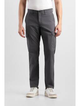 Van Heusen - Men Charcoal Solid/Plain Cotton Blend Cargo