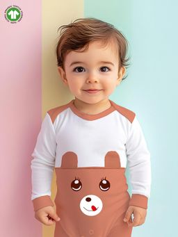 Kidbea - Organic cotton Bear Print Romper Bodysuit - Orange