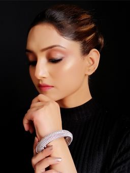 AG'S - Vidita American Diamond Silver Plated Bracelet