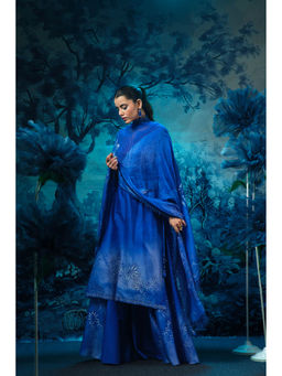MANDIRA WIRK - Blue Iris Kurta with Palazzo and Dupatta