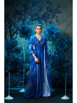 MANDIRA WIRK - Blue Dress with Cape