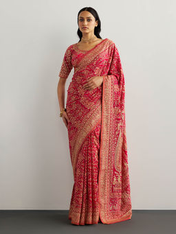 RI.Ritu Kumar - Pink Kulah Saree with Unstitched Blouse