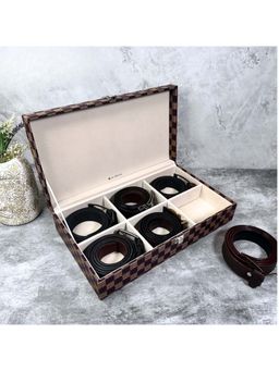 La Trove - Elegant 6 Slot Belt & Pocket Square Organiser Box Multi-Color