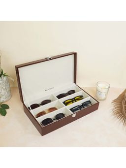 La Trove - Elegant 6 Slot Sunglass Organiser Box Brown