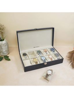 La Trove - 10 Slot Watch Display Box Case Organiser Blue