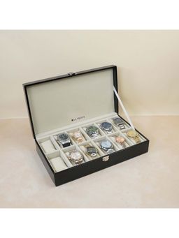La Trove - 12 Slot Watch Display Box Case Organiser Black