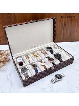 La Trove - 12 Slot Watch Display Box Case Organiser Multi-Color