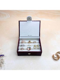 La Trove - Maroon Luxury Ring Organizer Box