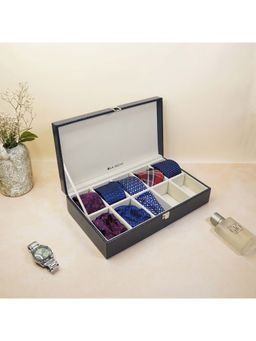 La Trove - Blue Tie Pocket Square Organiser Closed Box
