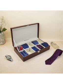 La Trove - Brown Tie Pocket Square Organiser Closed Box