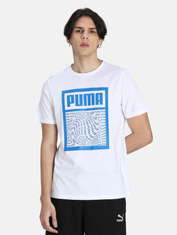 Puma - Graphic Tee Box Logo Logo Play Men White T-shirt