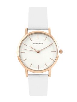Joker and Witch - Joker & Witch Boston All White Dial Faux Leather Strap Analog Womens Watch