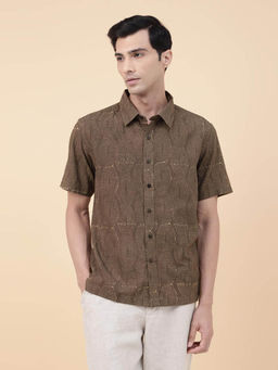Fabindia - Brown Cotton Dabu Printed Regular Shirt