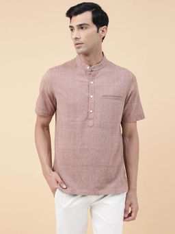 Fabindia - Brown Cotton Curved Slim Fit Mid Placket Shirt