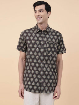 Fabindia - Brown Cotton Ajrakh Printed Regular Shirt