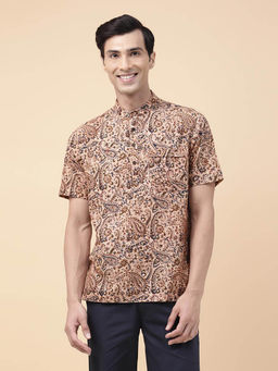 Fabindia - Beige Cotton Kalamkari Printed Mid Placket Shirt