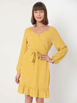 VERO MODA - Women Polka Dot Yellow Dress
