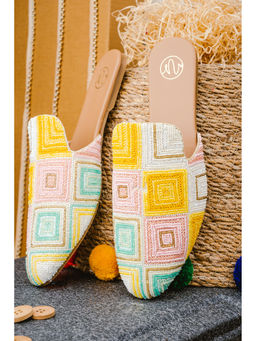 NR by Nidhi Rathi - Women Multi-Coloured Beaded Hand Embroidered Mules