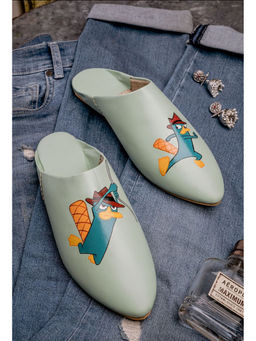 NR by Nidhi Rathi - Women Pointed Toe Printed Green Mules