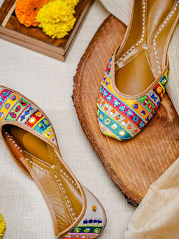 NR by Nidhi Rathi - Women Multi-Color Embellished Leather Ethnic Juttis