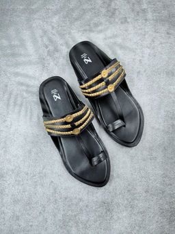 The Madras Trunk - Tarang Black Kolhapuris